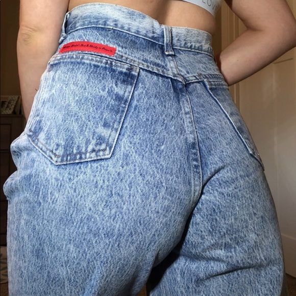 VINTAGE 1990s High Rise Wedgie Fit Mom Jeans Straight 27 - Picture 11 of 12
